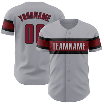 Custom Gray Crimson-Black Authentic Baseball Jersey