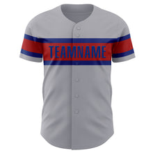 Load image into Gallery viewer, Custom Gray Red-Royal Authentic Baseball Jersey
