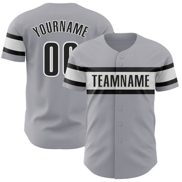 Custom Gray Black-White Authentic Baseball Jersey