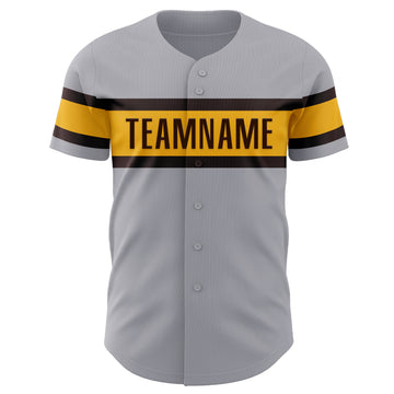 Custom Gray Brown-Gold Authentic Baseball Jersey