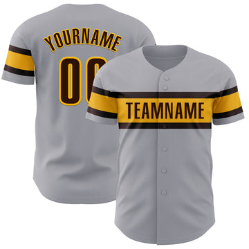 Custom Gray Brown-Gold Authentic Baseball Jersey