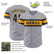 Загрузить изображение в средство просмотра галереи, Custom Gray Navy-Gold Authentic Baseball Jersey
