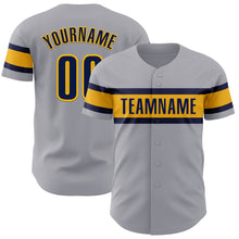 Загрузить изображение в средство просмотра галереи, Custom Gray Navy-Gold Authentic Baseball Jersey
