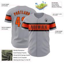 Загрузить изображение в средство просмотра галереи, Custom Gray Orange-Black Authentic Baseball Jersey
