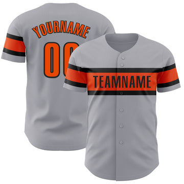 Custom Gray Orange-Black Authentic Baseball Jersey