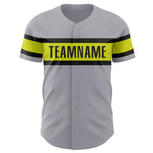 Загрузить изображение в средство просмотра галереи, Custom Gray Neon Yellow-Black Authentic Baseball Jersey
