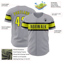 Загрузить изображение в средство просмотра галереи, Custom Gray Neon Yellow-Black Authentic Baseball Jersey
