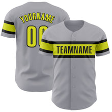 Загрузить изображение в средство просмотра галереи, Custom Gray Neon Yellow-Black Authentic Baseball Jersey
