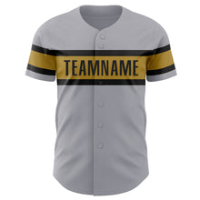 Загрузить изображение в средство просмотра галереи, Custom Gray Black-Old Gold Authentic Baseball Jersey
