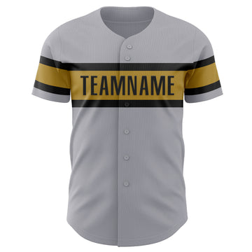 Custom Gray Black-Old Gold Authentic Baseball Jersey