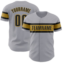 Загрузить изображение в средство просмотра галереи, Custom Gray Black-Old Gold Authentic Baseball Jersey
