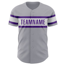 Загрузить изображение в средство просмотра галереи, Custom Gray Purple-White Authentic Baseball Jersey
