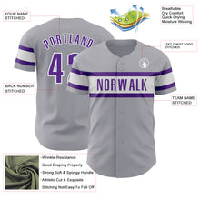 Загрузить изображение в средство просмотра галереи, Custom Gray Purple-White Authentic Baseball Jersey
