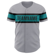 Загрузить изображение в средство просмотра галереи, Custom Gray Black-Teal Authentic Baseball Jersey
