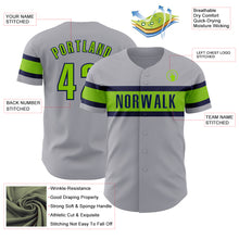 Загрузить изображение в средство просмотра галереи, Custom Gray Neon Green-Navy Authentic Baseball Jersey
