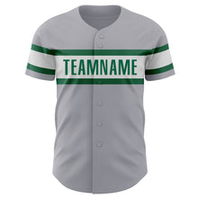 Загрузить изображение в средство просмотра галереи, Custom Gray Kelly Green-White Authentic Baseball Jersey
