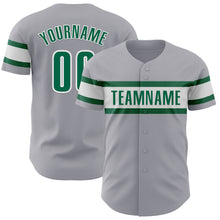 Загрузить изображение в средство просмотра галереи, Custom Gray Kelly Green-White Authentic Baseball Jersey
