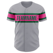 Загрузить изображение в средство просмотра галереи, Custom Gray Pink-Kelly Green Authentic Baseball Jersey
