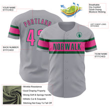 Загрузить изображение в средство просмотра галереи, Custom Gray Pink-Kelly Green Authentic Baseball Jersey
