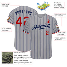 Charger l&#39;image dans la galerie, Custom Gray Navy Pinstripe Red-White Authentic Baseball Jersey
