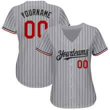 Charger l&#39;image dans la galerie, Custom Gray Black Pinstripe Red-White Authentic Baseball Jersey
