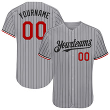 Charger l&#39;image dans la galerie, Custom Gray Black Pinstripe Red-White Authentic Baseball Jersey
