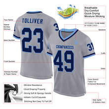 Charger l&#39;image dans la galerie, Custom Gray Navy-Light Blue Mesh Authentic Throwback Football Jersey
