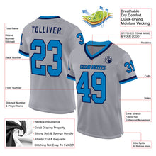 Load image into Gallery viewer, Custom Gray Blue-Navy Mesh Authentic Throwback Football Jersey
