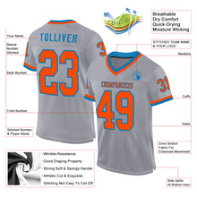 Загрузить изображение в средство просмотра галереи, Custom Gray Orange-Blue Mesh Authentic Throwback Football Jersey
