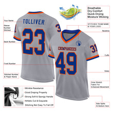 Загрузить изображение в средство просмотра галереи, Custom Gray Royal-Orange Mesh Authentic Throwback Football Jersey
