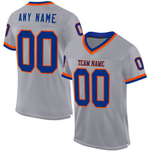 Загрузить изображение в средство просмотра галереи, Custom Gray Royal-Orange Mesh Authentic Throwback Football Jersey
