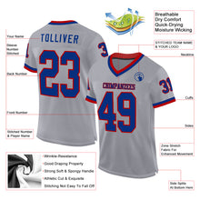 Загрузить изображение в средство просмотра галереи, Custom Gray Royal-Red Mesh Authentic Throwback Football Jersey
