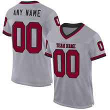 Загрузить изображение в средство просмотра галереи, Custom Gray Maroon-Black Mesh Authentic Throwback Football Jersey
