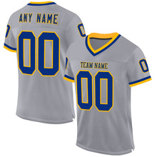 Загрузить изображение в средство просмотра галереи, Custom Gray Royal-Gold Mesh Authentic Throwback Football Jersey
