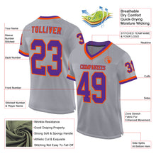 Загрузить изображение в средство просмотра галереи, Custom Gray Purple-Orange Mesh Authentic Throwback Football Jersey
