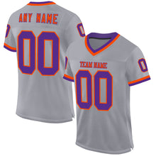 Загрузить изображение в средство просмотра галереи, Custom Gray Purple-Orange Mesh Authentic Throwback Football Jersey
