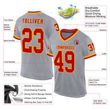 Charger l&#39;image dans la galerie, Custom Gray Red-Gold Mesh Authentic Throwback Football Jersey
