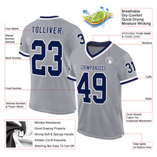 Загрузить изображение в средство просмотра галереи, Custom Gray Navy-White Mesh Authentic Throwback Football Jersey
