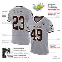 Загрузить изображение в средство просмотра галереи, Custom Gray Brown-White Mesh Authentic Throwback Football Jersey
