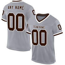 Загрузить изображение в средство просмотра галереи, Custom Gray Brown-White Mesh Authentic Throwback Football Jersey
