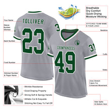 Загрузить изображение в средство просмотра галереи, Custom Gray Green-White Mesh Authentic Throwback Football Jersey
