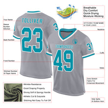 Загрузить изображение в средство просмотра галереи, Custom Gray Teal-White Mesh Authentic Throwback Football Jersey
