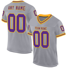 Загрузить изображение в средство просмотра галереи, Custom Gray Purple-Gold Mesh Authentic Throwback Football Jersey
