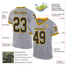 Загрузить изображение в средство просмотра галереи, Custom Gray Black-Gold Mesh Authentic Throwback Football Jersey
