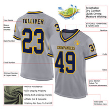 Charger l&#39;image dans la galerie, Custom Gray Navy-Gold Mesh Authentic Throwback Football Jersey
