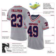 Загрузить изображение в средство просмотра галереи, Custom Gray Navy Red-White Mesh Authentic Throwback Football Jersey
