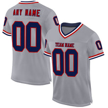 Загрузить изображение в средство просмотра галереи, Custom Gray Navy Red-White Mesh Authentic Throwback Football Jersey
