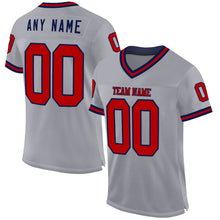 Charger l&#39;image dans la galerie, Custom Gray Red-Navy Mesh Authentic Throwback Football Jersey
