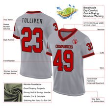 Charger l&#39;image dans la galerie, Custom Gray Red-Black Mesh Authentic Throwback Football Jersey
