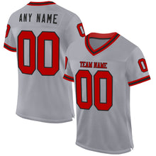 Charger l&#39;image dans la galerie, Custom Gray Red-Black Mesh Authentic Throwback Football Jersey
